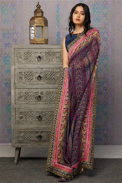 Women's Ikaya Printed Pre-Stitched Saree With Blouse By Room9 The Popup Store