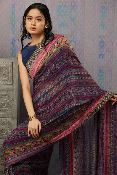 Women's Ikaya Printed Pre-Stitched Saree With Blouse By Room9 The Popup Store