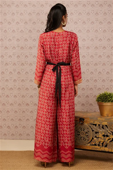 Women's Bandhej Printed Jumpsuit With Belt By Room9 The Popup Store